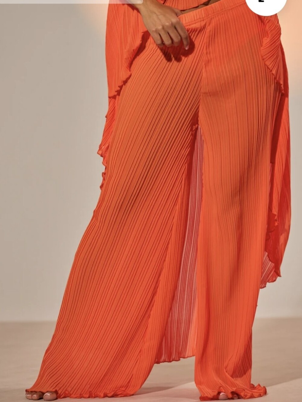 AKIRA Vibrant Orange Pleated Wide-Leg Palazzo Pants Sz M